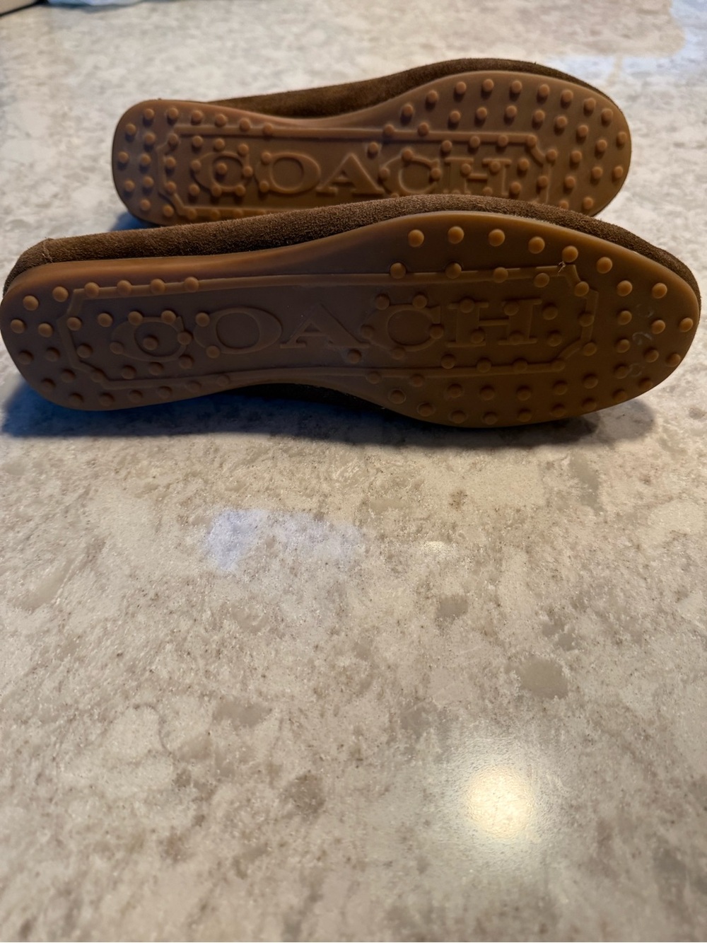 Coach Brown Suede Loafers with Signature Chain-Link Accent Women’s Sz 7.5 - Picture 3 of 5